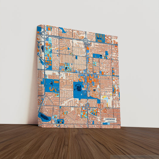 Lakewood Colorado Colorful City Map Canvas Print