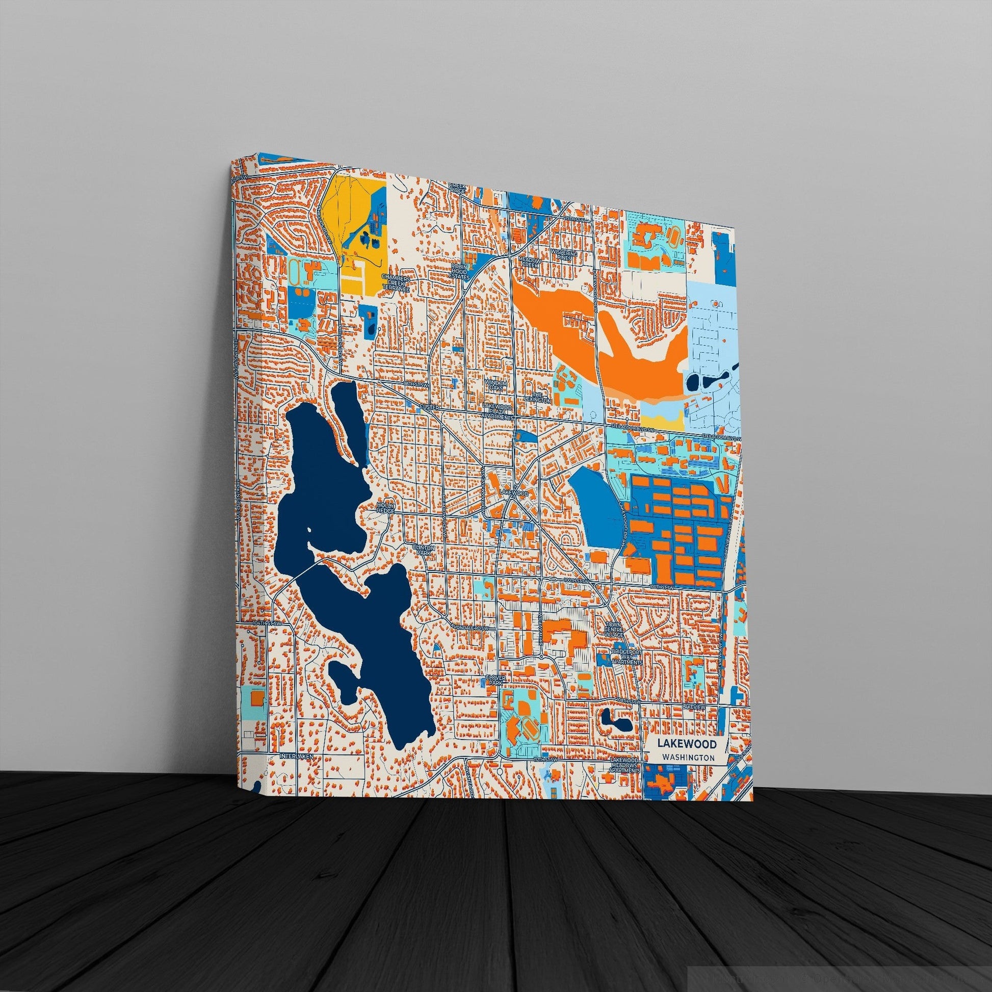 Lakewood Washington Colorful City Map Canvas Print