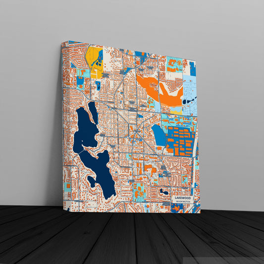 Lakewood Washington Colorful City Map Canvas Print