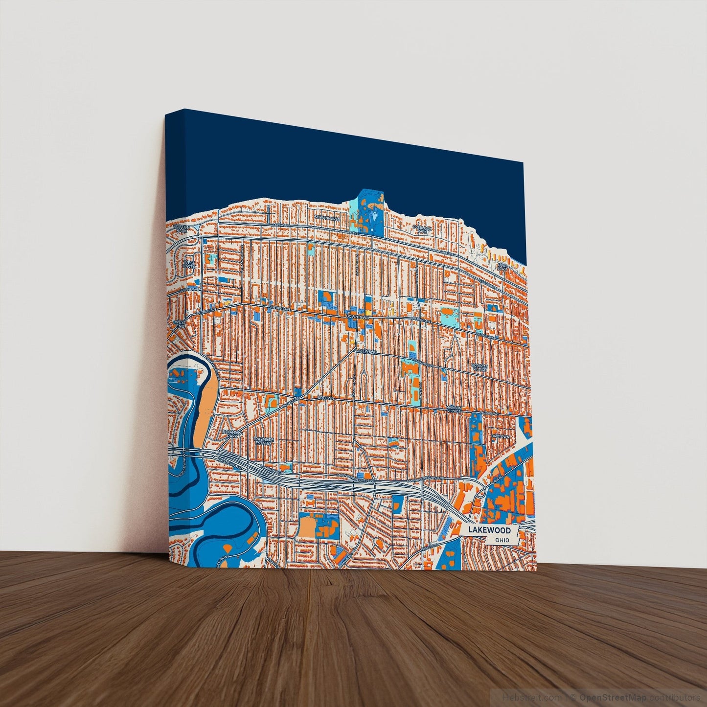 Lakewood Ohio Colorful City Map Canvas Print