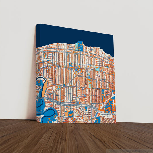 Lakewood Ohio Colorful City Map Canvas Print