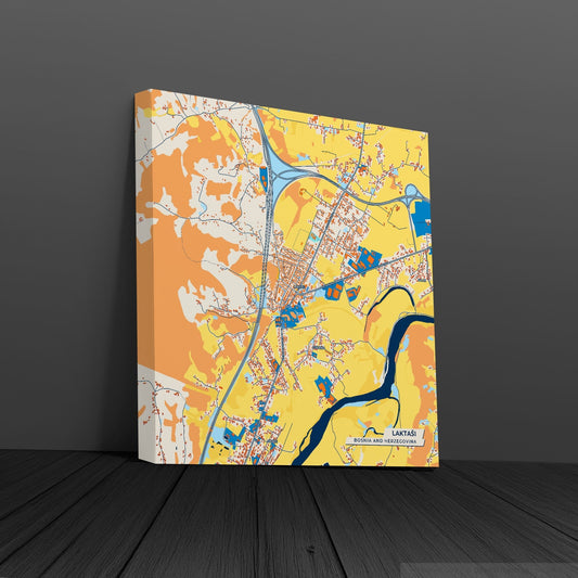 Laktaši Bosnia And Herzegovina Colorful City Map Canvas Print