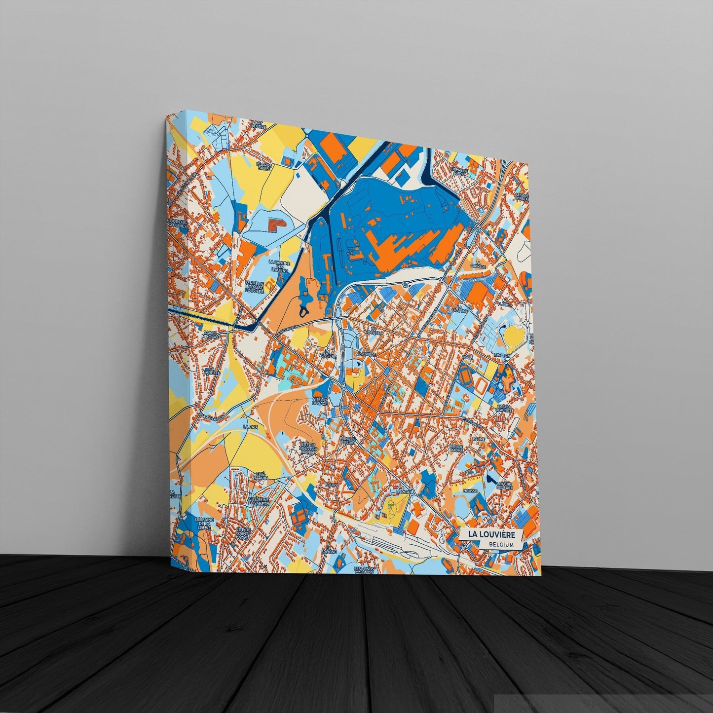 La Louvière Belgium Colorful City Map Canvas Print