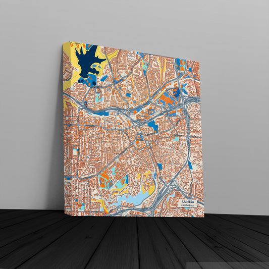 La Mesa California Colorful City Map Canvas Print