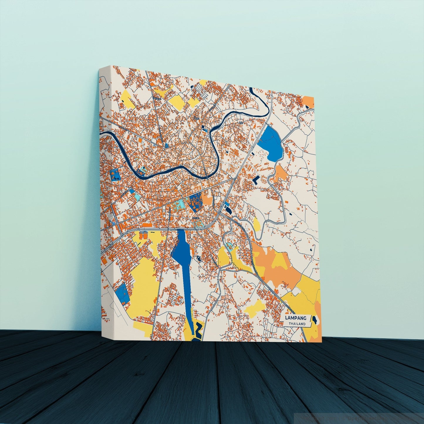 Lampang Thailand Colorful City Map Canvas Print
