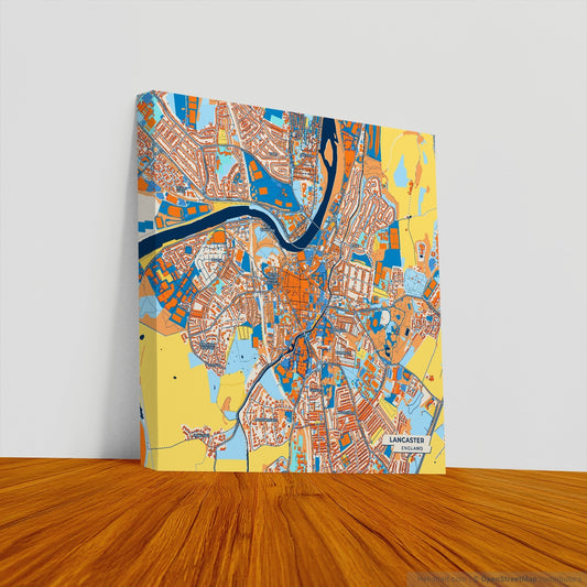 Lancaster England Colorful City Map Canvas Print