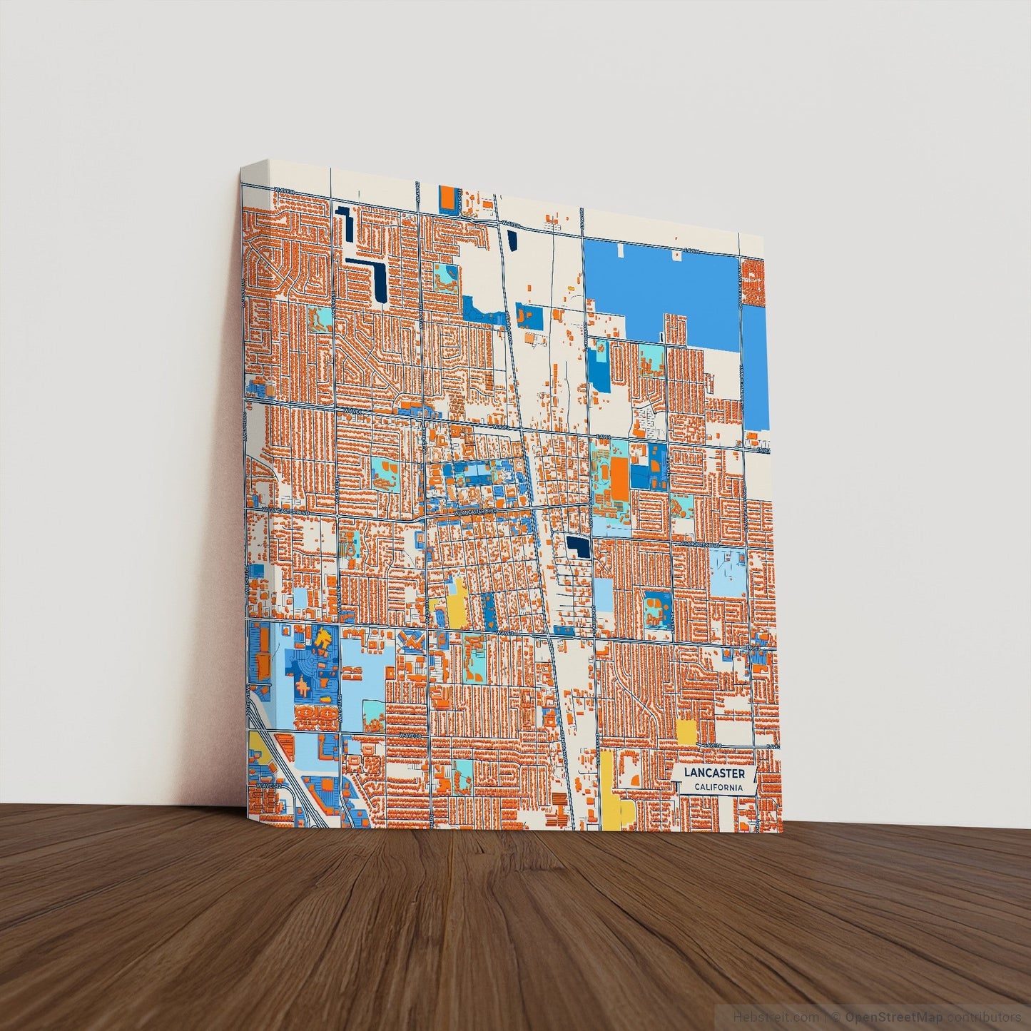 Lancaster California Colorful City Map Canvas Print