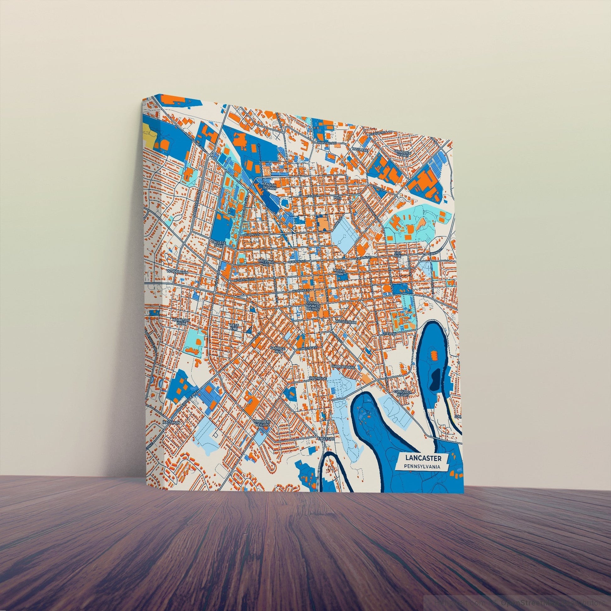 Lancaster Pennsylvania Colorful City Map Canvas Print