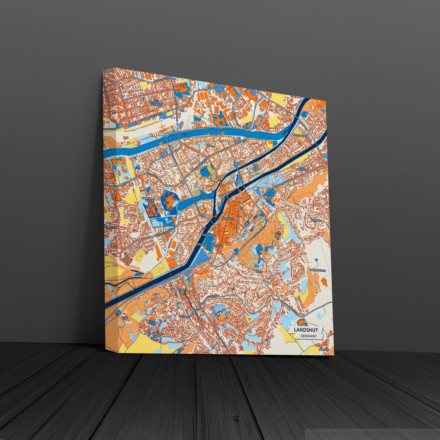 Landshut Germany Colorful City Map Canvas Print