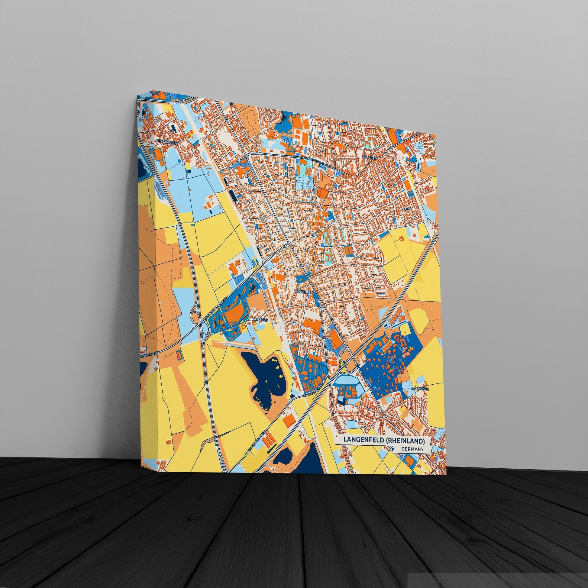 Langenfeld (Rheinland) Germany Colorful City Map Canvas Print