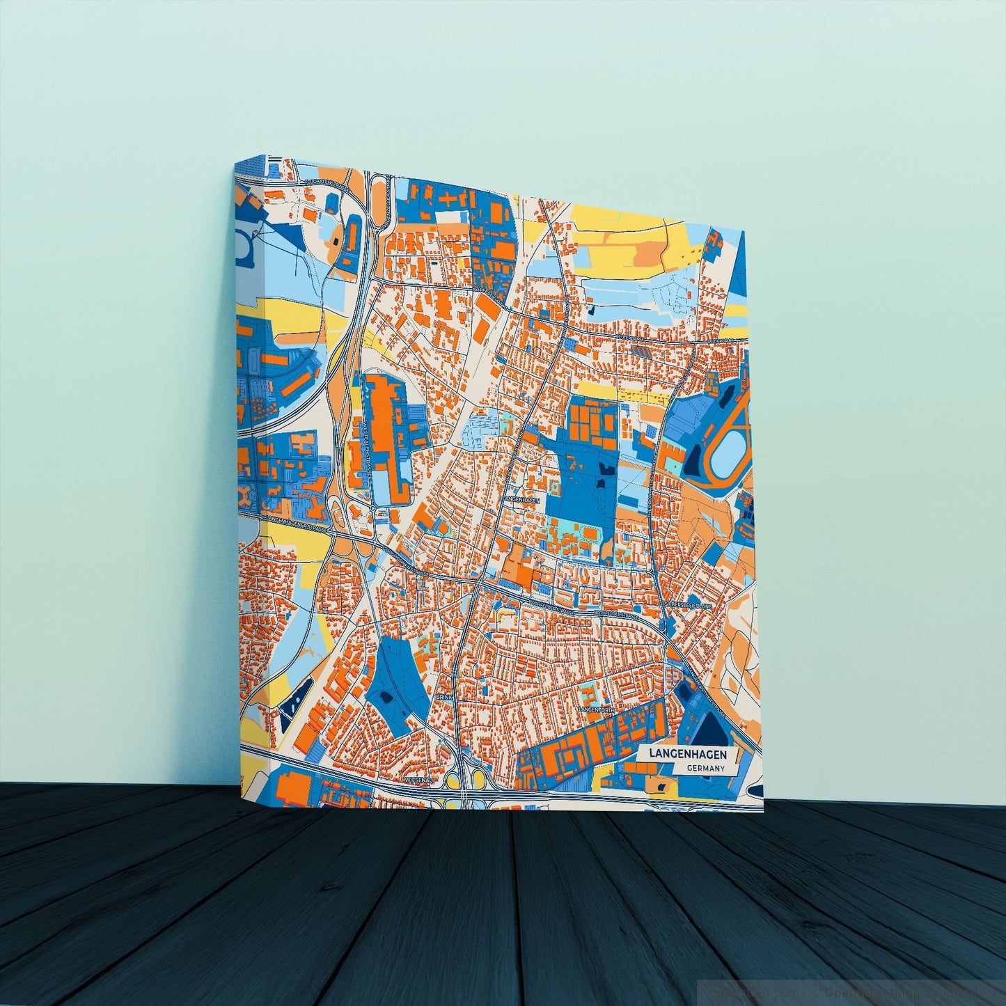 Langenhagen Germany Colorful City Map Canvas Print