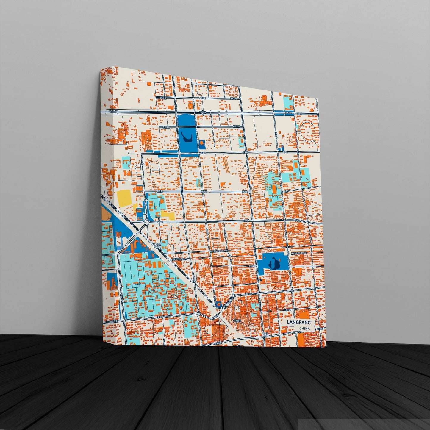 Langfang China Colorful City Map Canvas Print