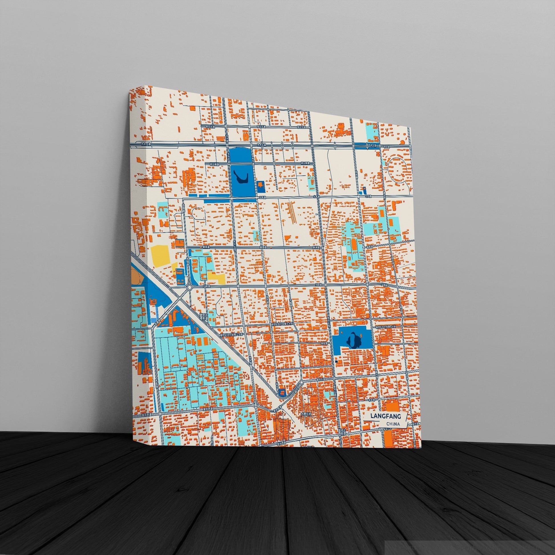 Langfang China Colorful City Map Canvas Print