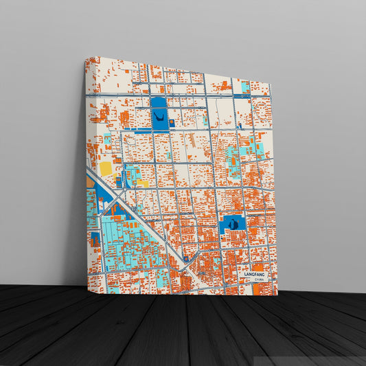 Langfang China Colorful City Map Canvas Print