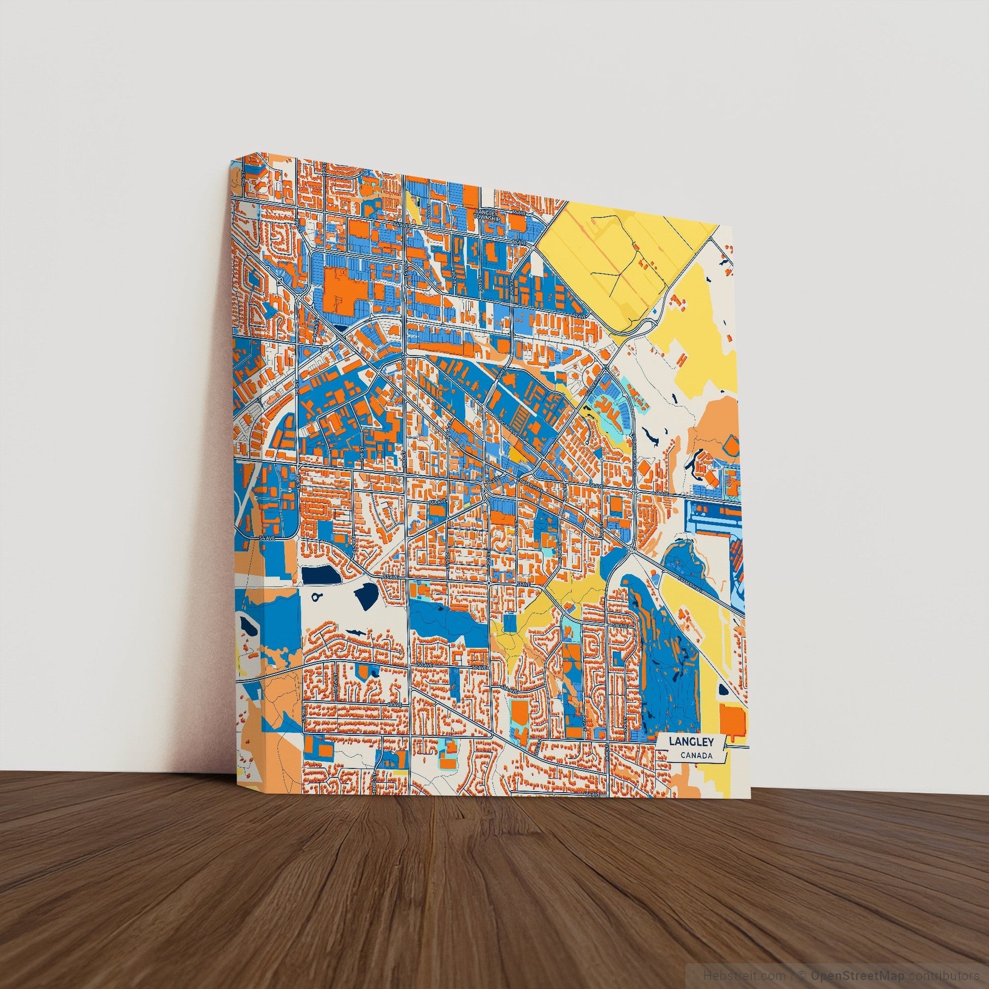 Langley Canada Colorful City Map Canvas Print