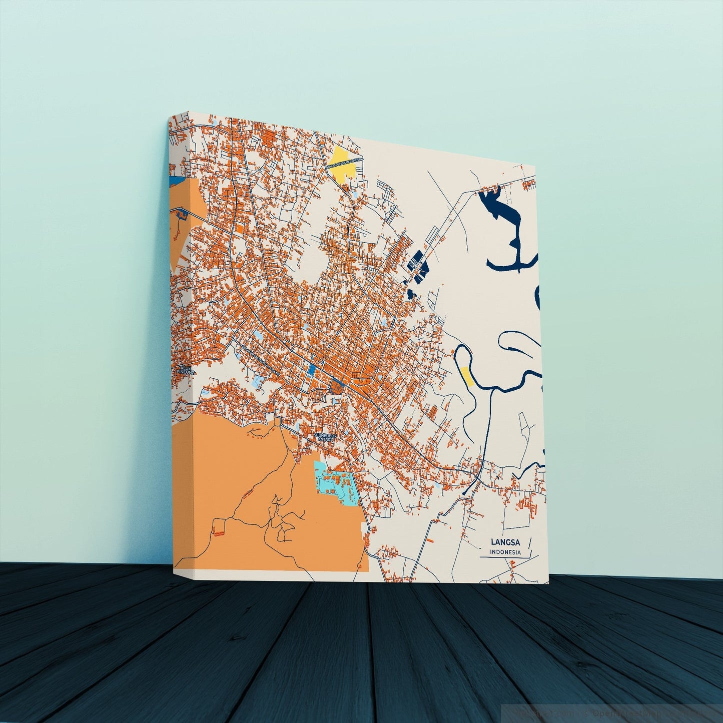 Langsa Indonesia Colorful City Map Canvas Print