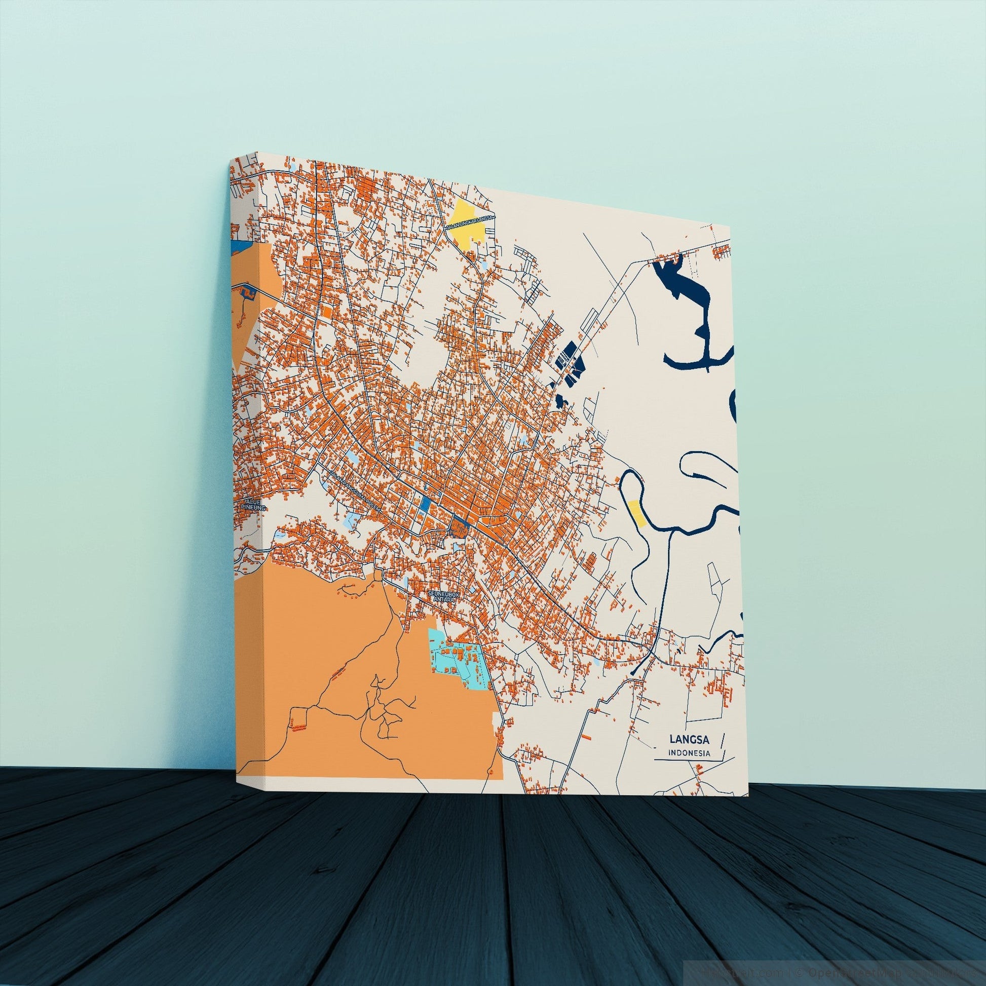 Langsa Indonesia Colorful City Map Canvas Print