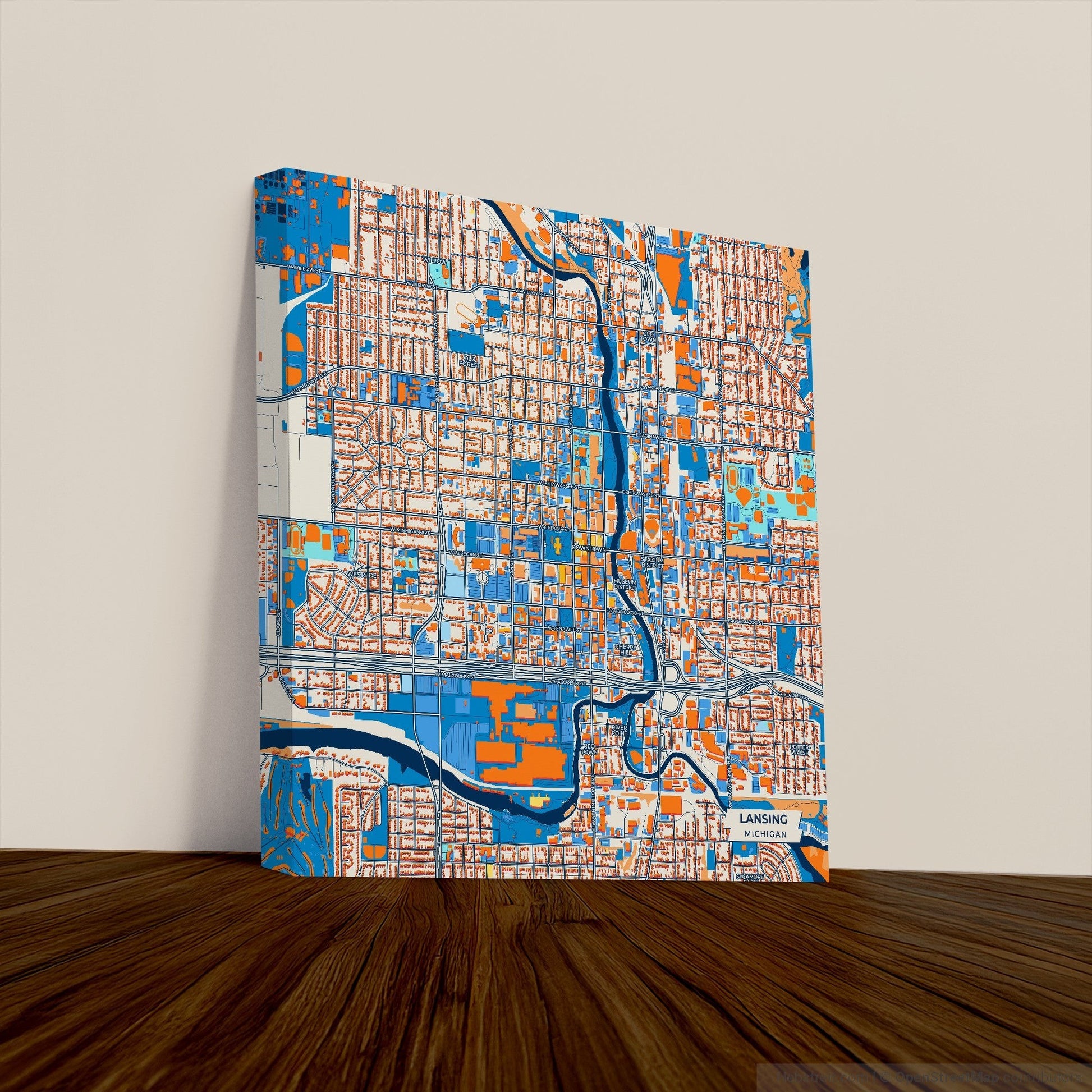 Lansing Michigan Colorful City Map Canvas Print