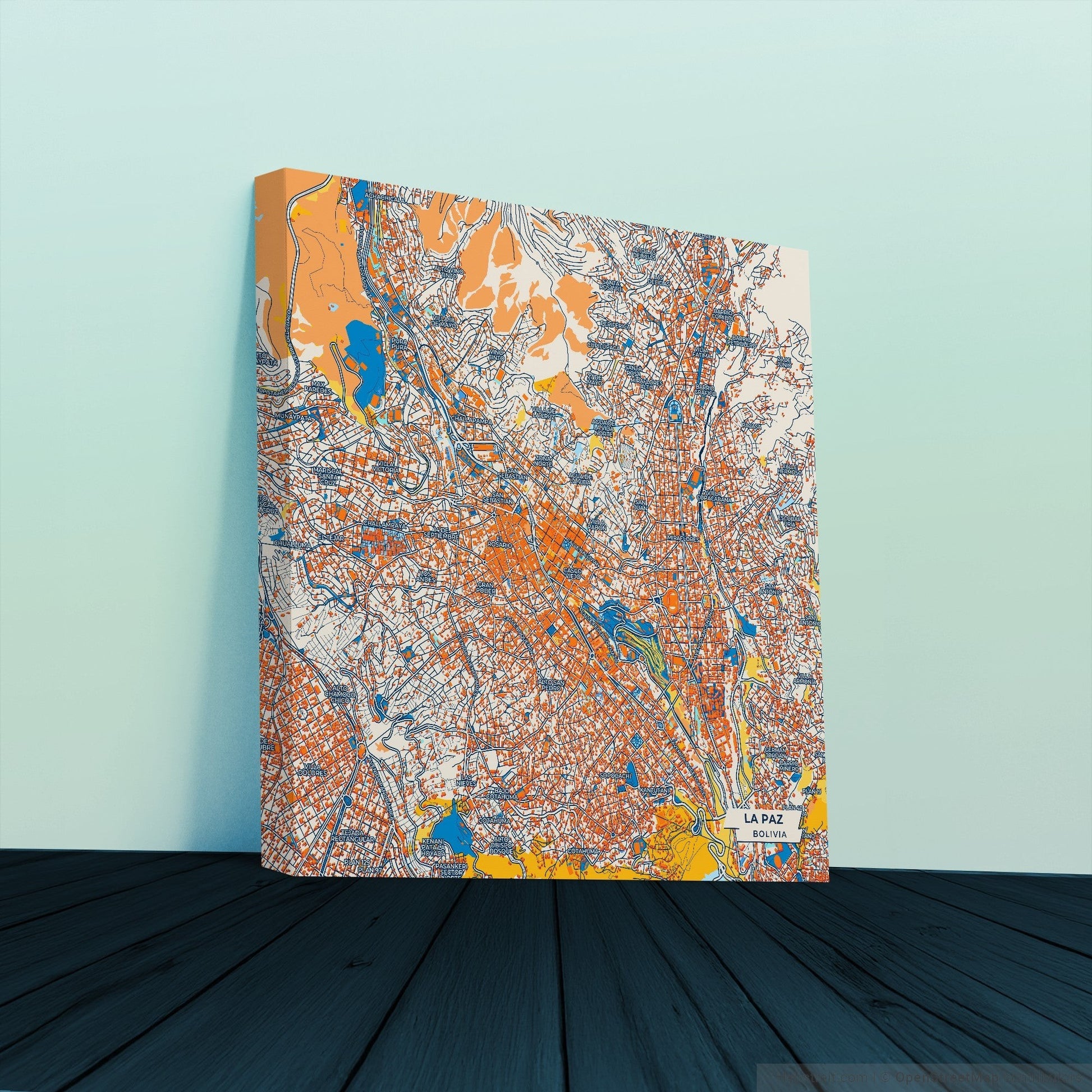 La Paz Bolivia Colorful City Map Canvas Print