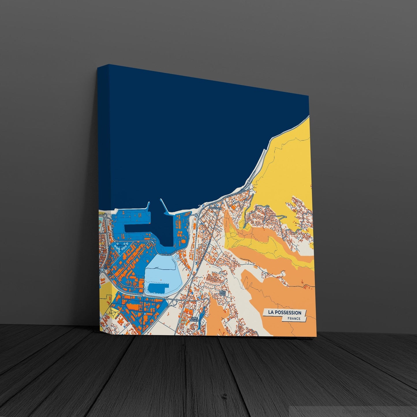 La Possession France Colorful City Map Canvas Print