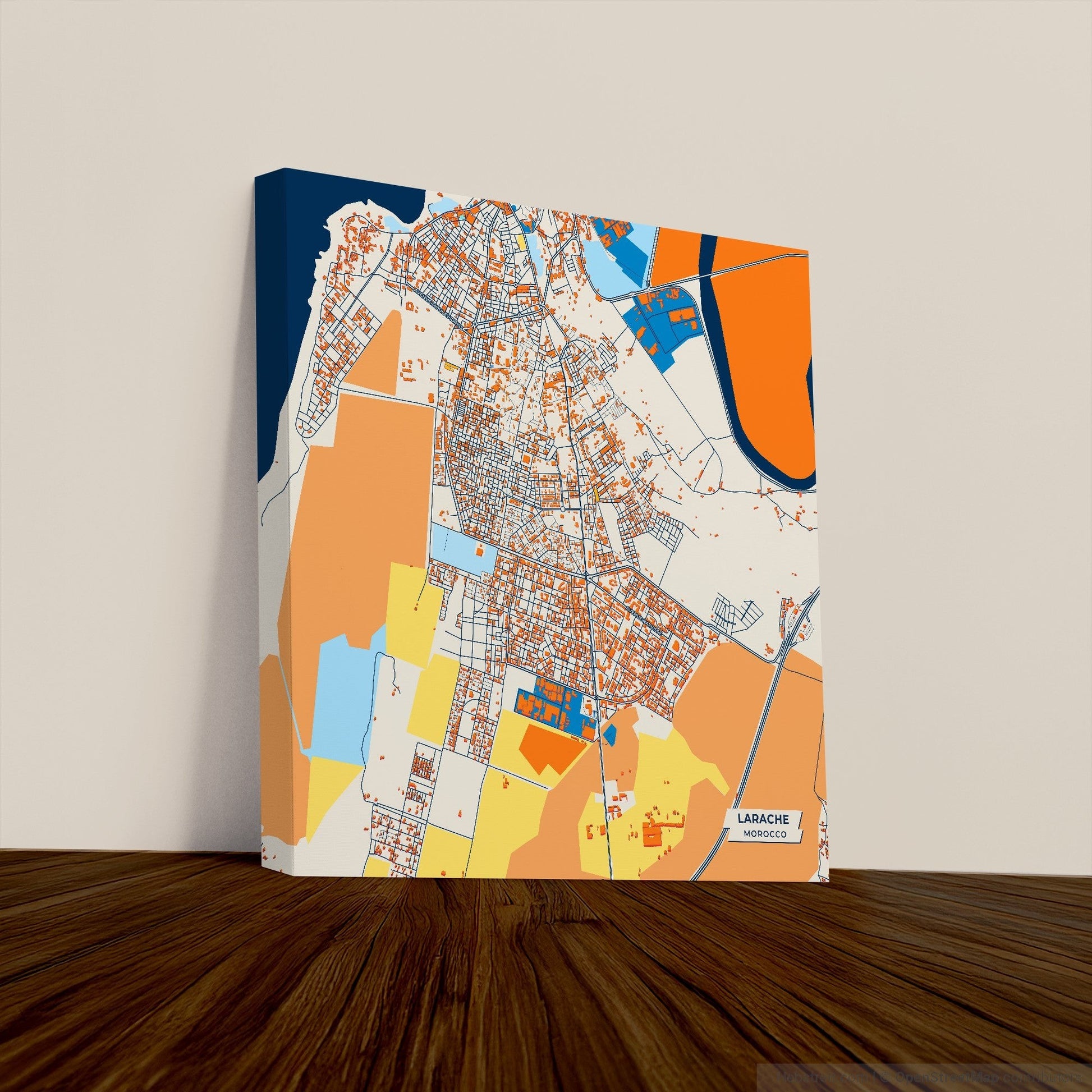 Larache Morocco Colorful City Map Canvas Print
