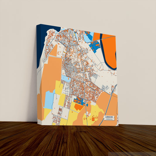 Larache Morocco Colorful City Map Canvas Print