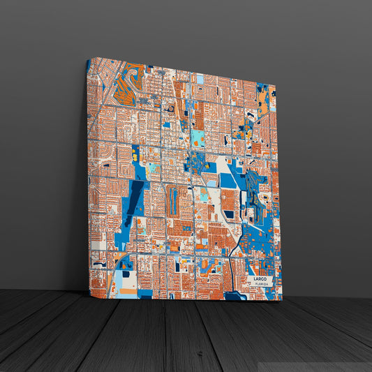Largo Florida Colorful City Map Canvas Print