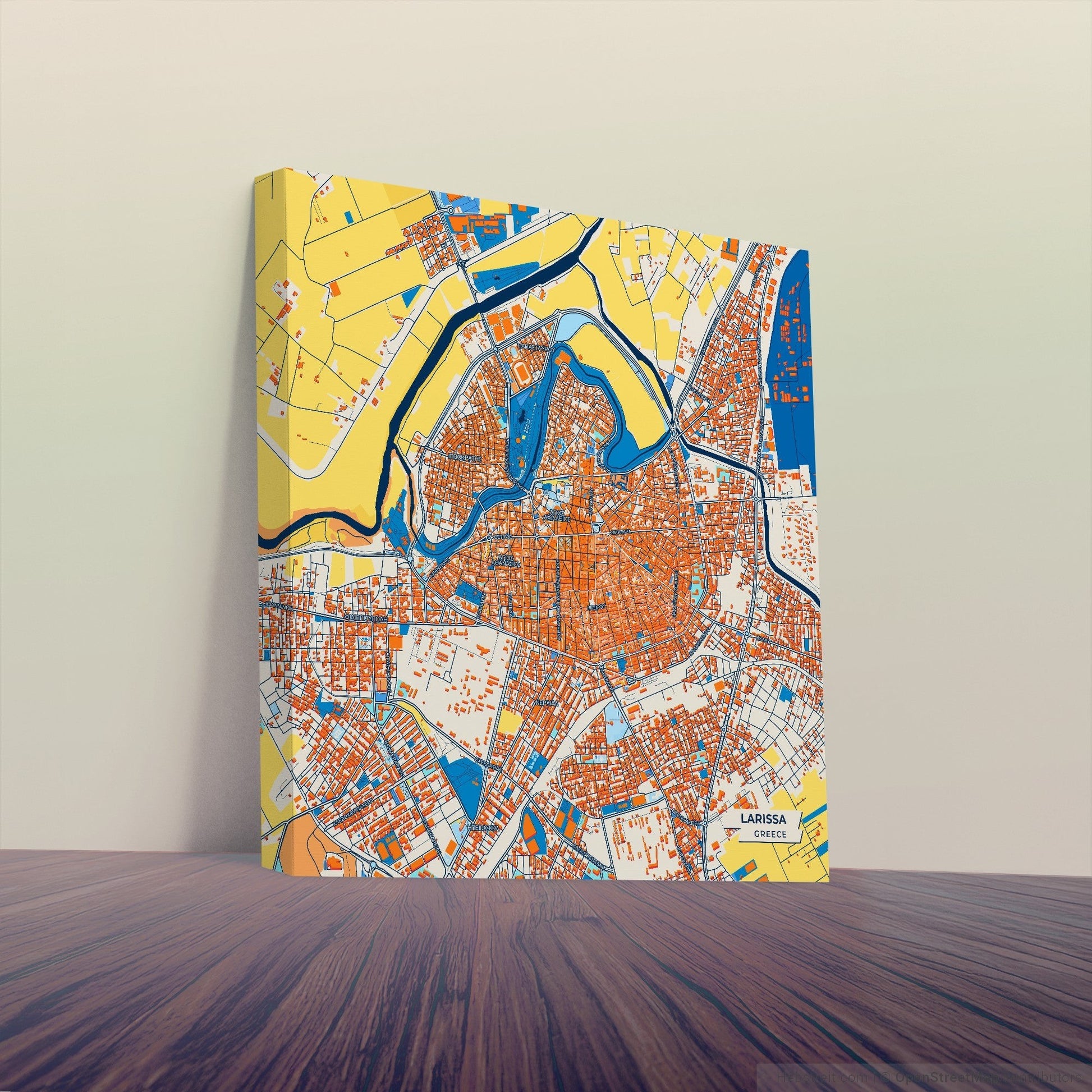 Λαρισα Greece Colorful City Map Canvas Print