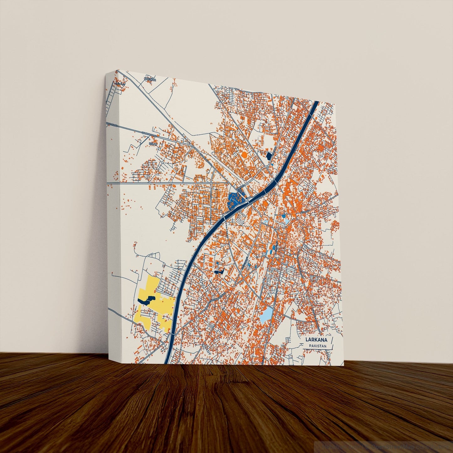 Larkana Pakistan Colorful City Map Canvas Print