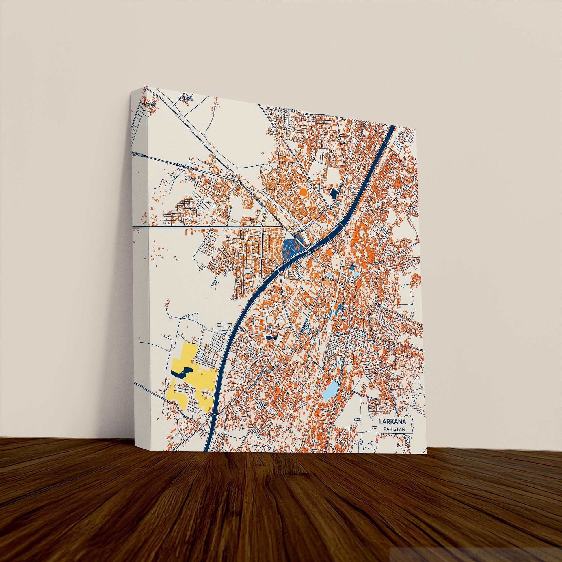 Larkana Pakistan Colorful City Map Canvas Print