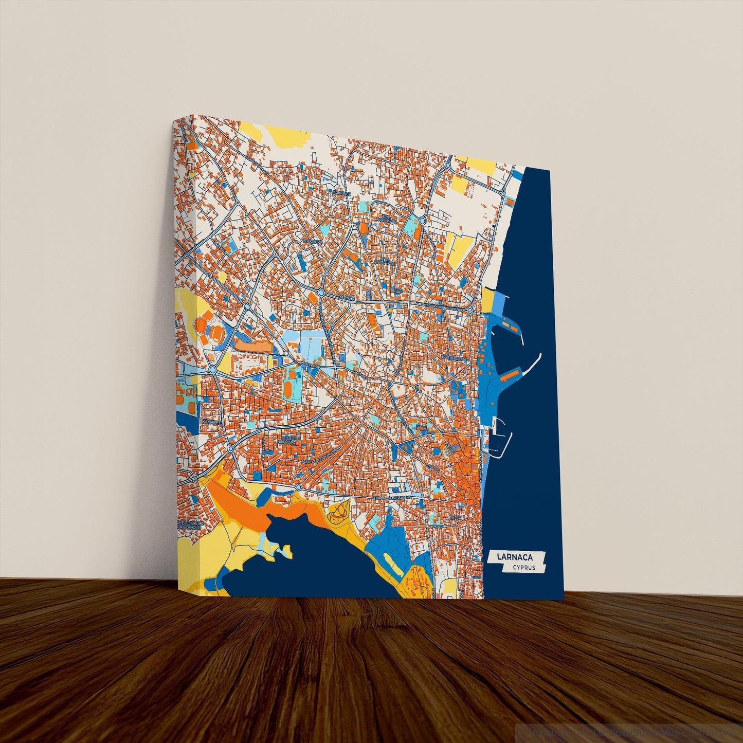 Larnaca   Cyprus Colorful City Map Canvas Print