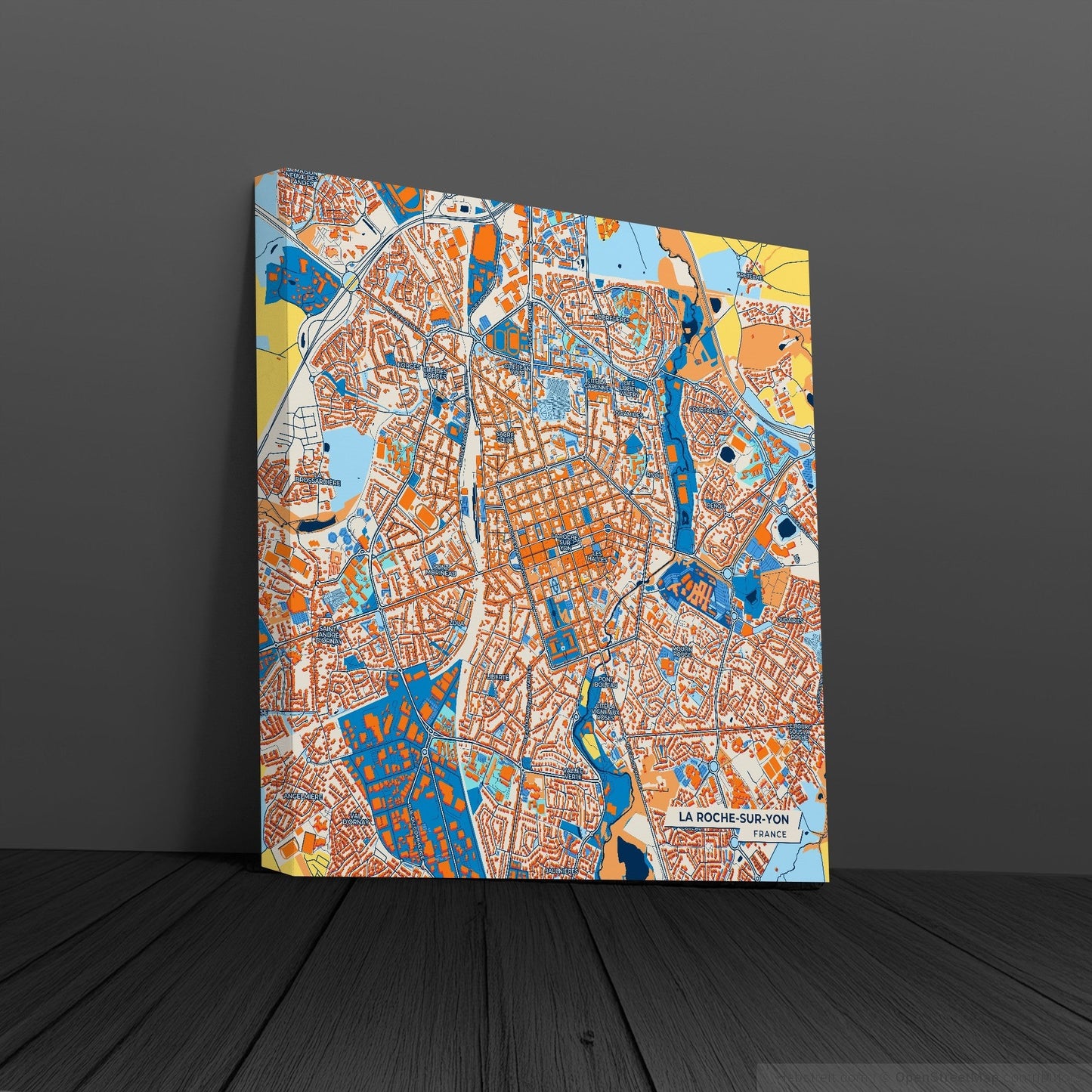 La Roche-Sur-Yon France Colorful City Map Canvas Print