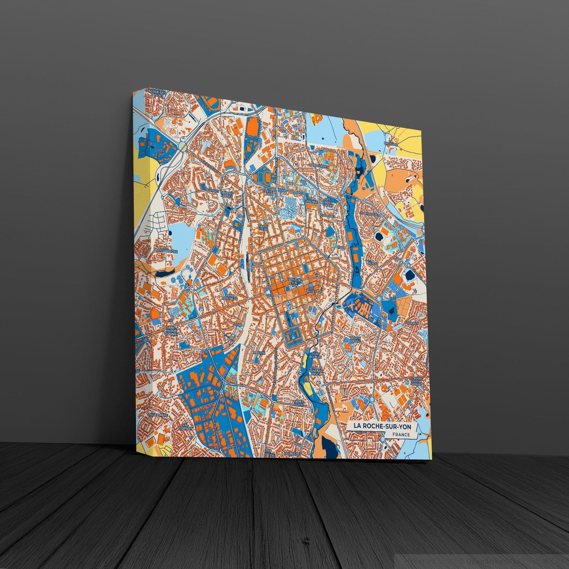 La Roche-Sur-Yon France Colorful City Map Canvas Print