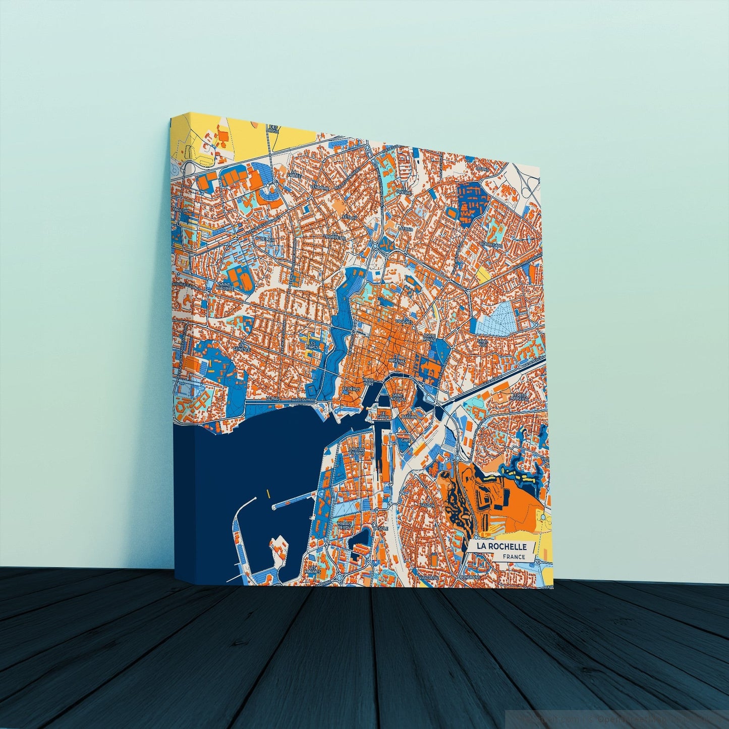 La Rochelle France Colorful City Map Canvas Print