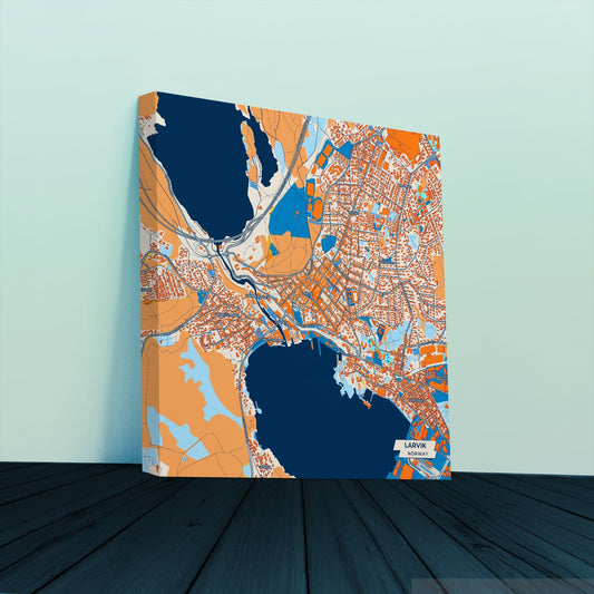 Larvik Norway Colorful City Map Canvas Print