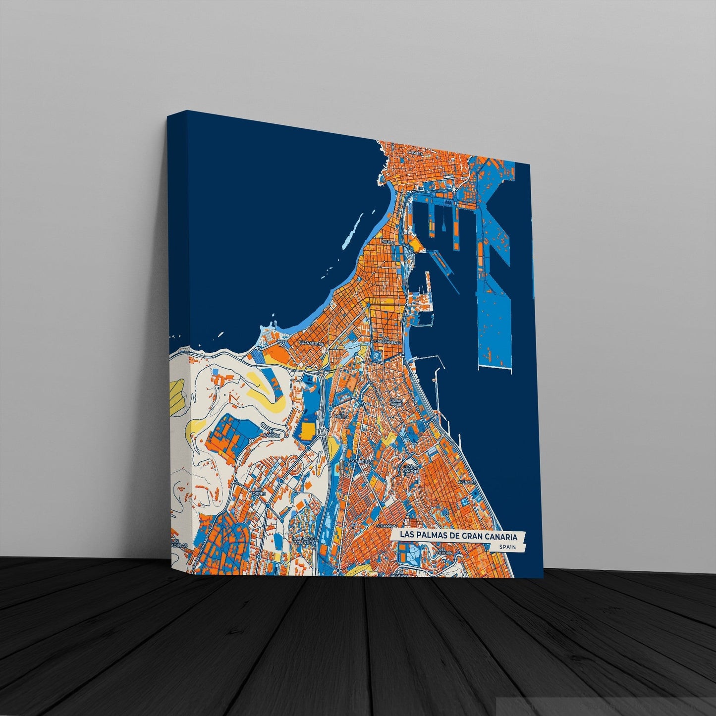 Las Palmas De Gran Canaria Spain Colorful City Map Canvas Print