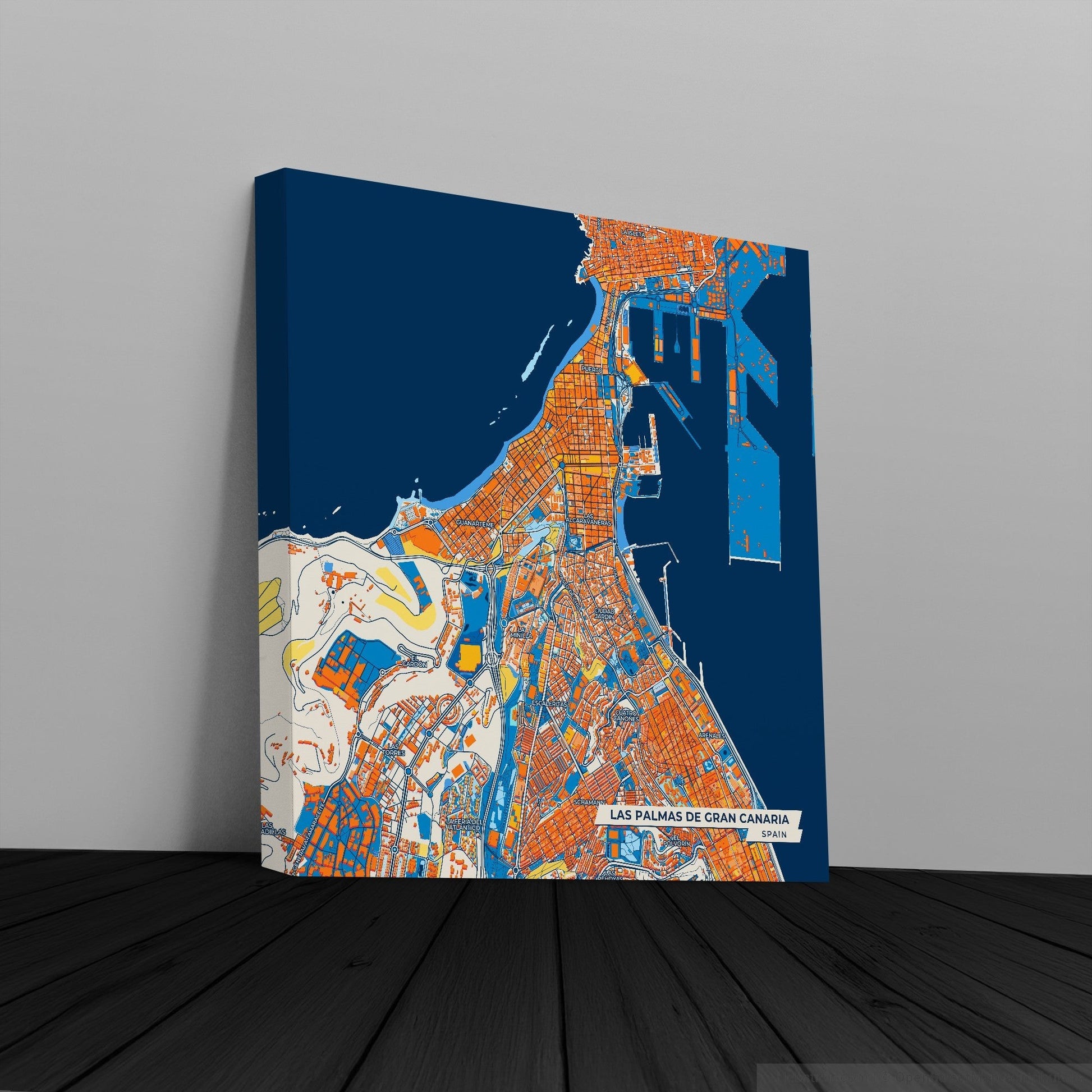 Las Palmas De Gran Canaria Spain Colorful City Map Canvas Print