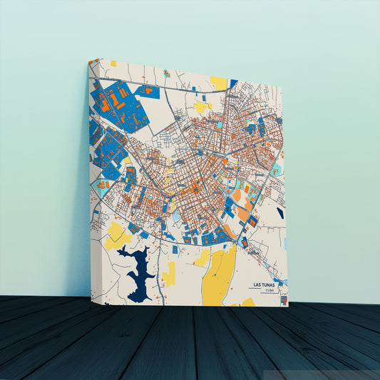 Las Tunas Cuba Colorful City Map Canvas Print