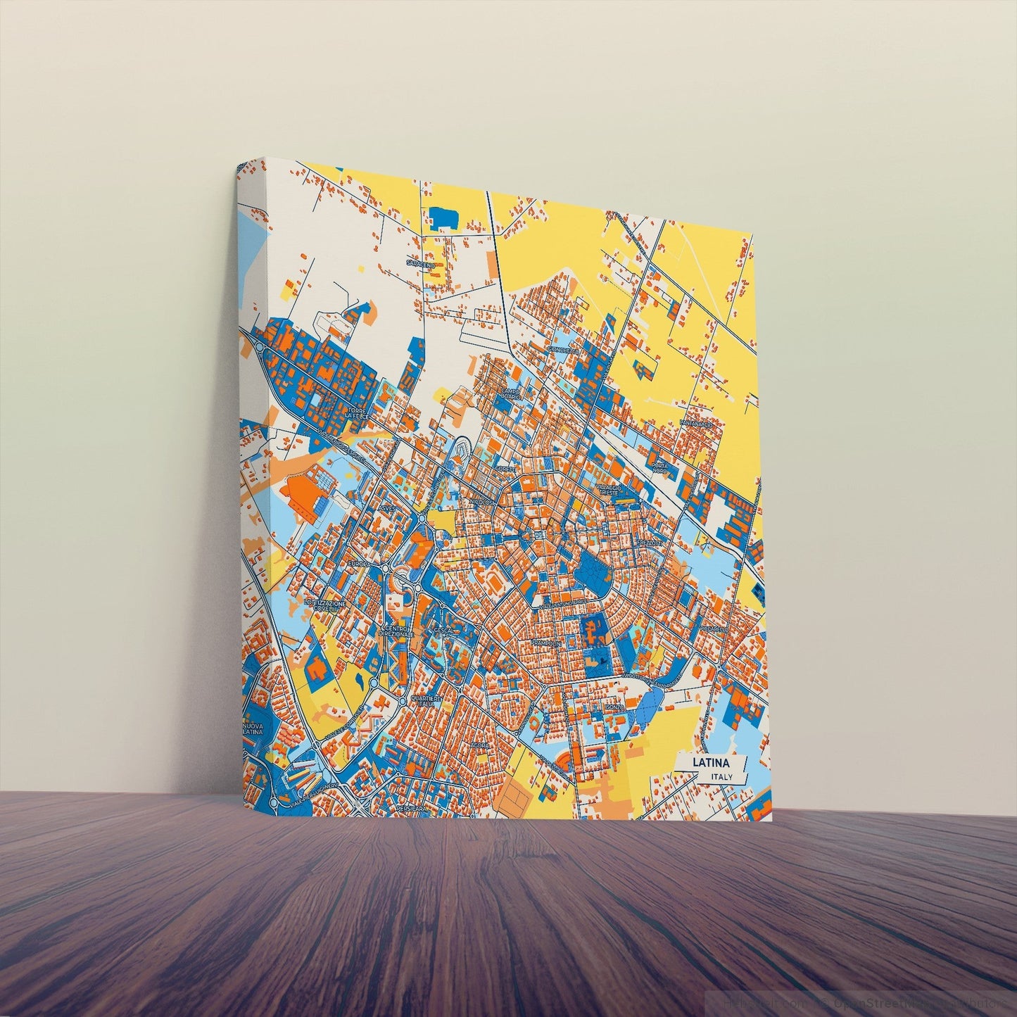 Latina Italy Colorful City Map Canvas Print