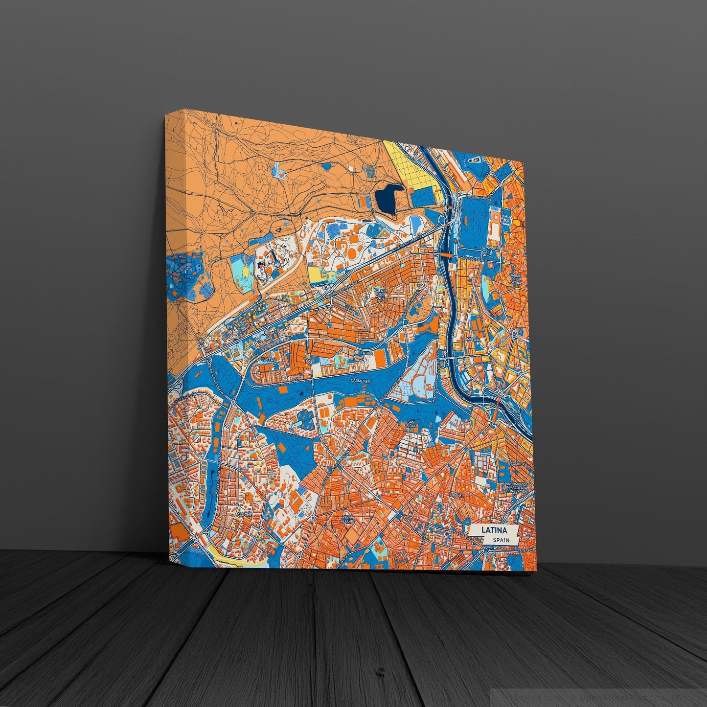 Latina Spain Colorful City Map Canvas Print