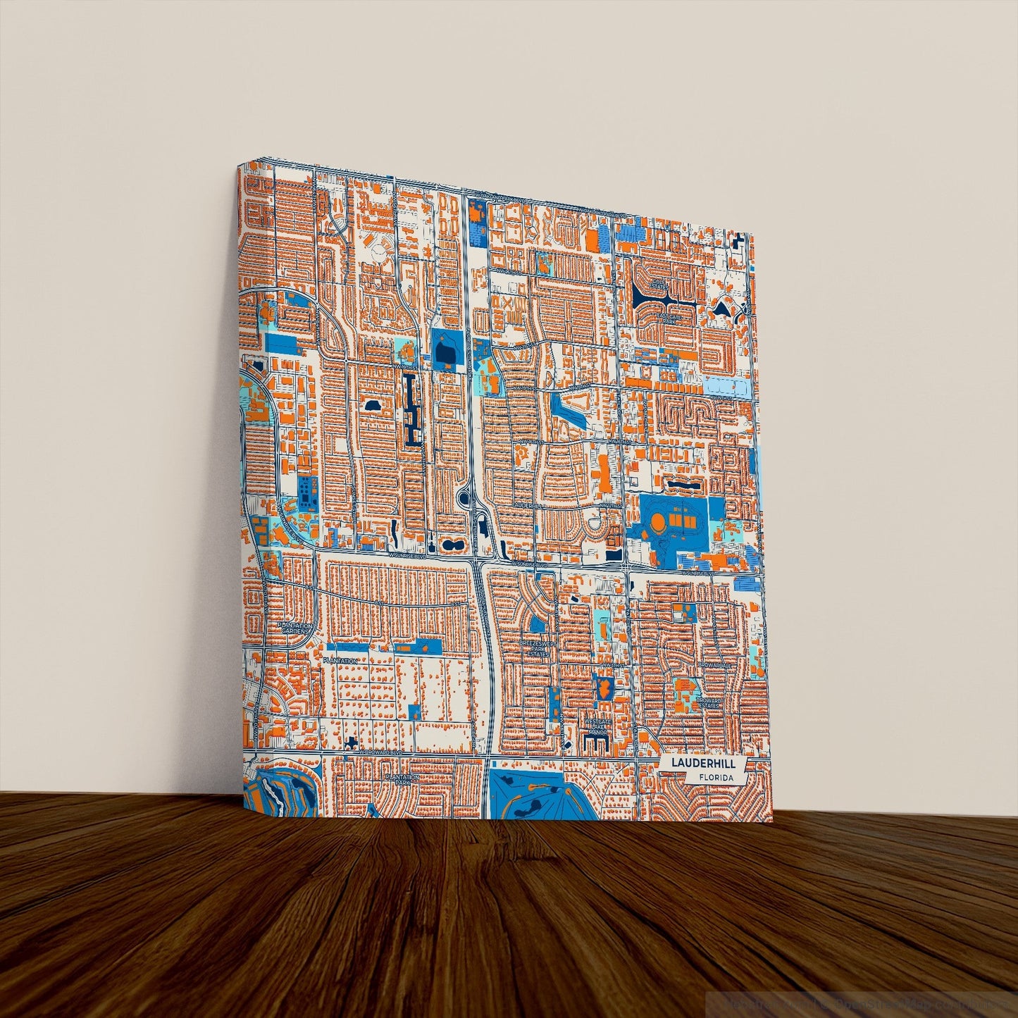 Lauderhill Florida Colorful City Map Canvas Print