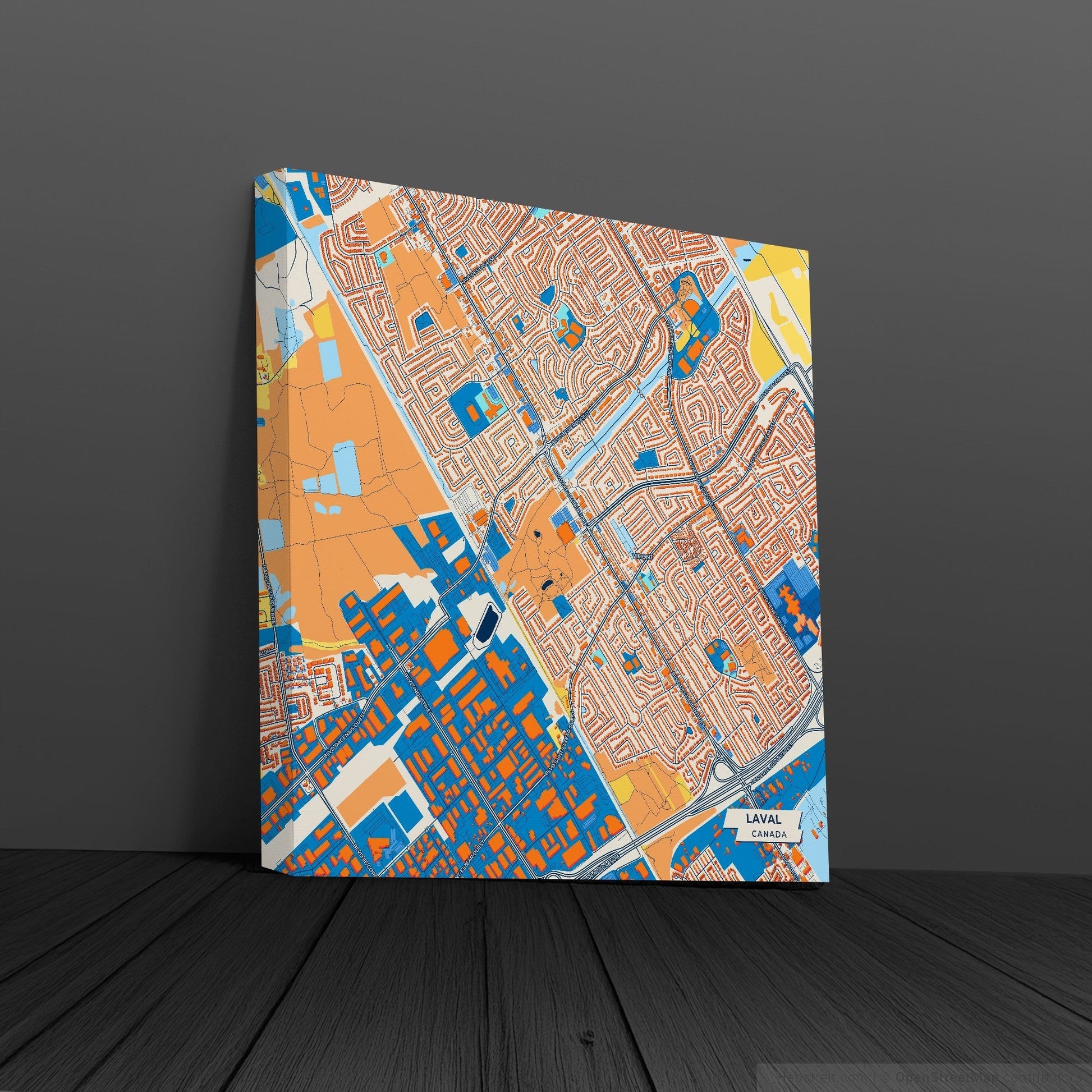Laval Canada Colorful City Map Canvas Print