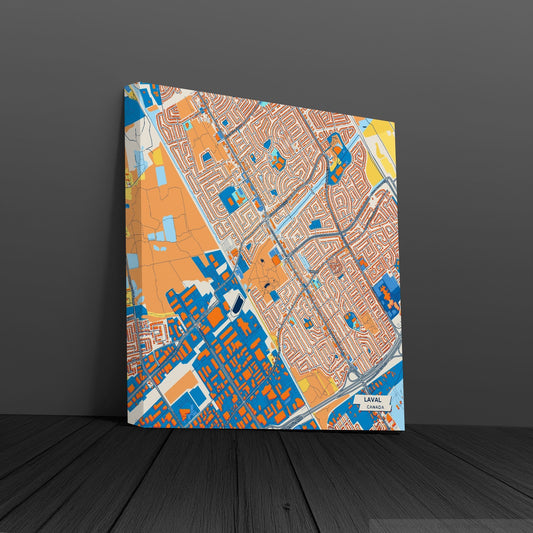 Laval Canada Colorful City Map Canvas Print