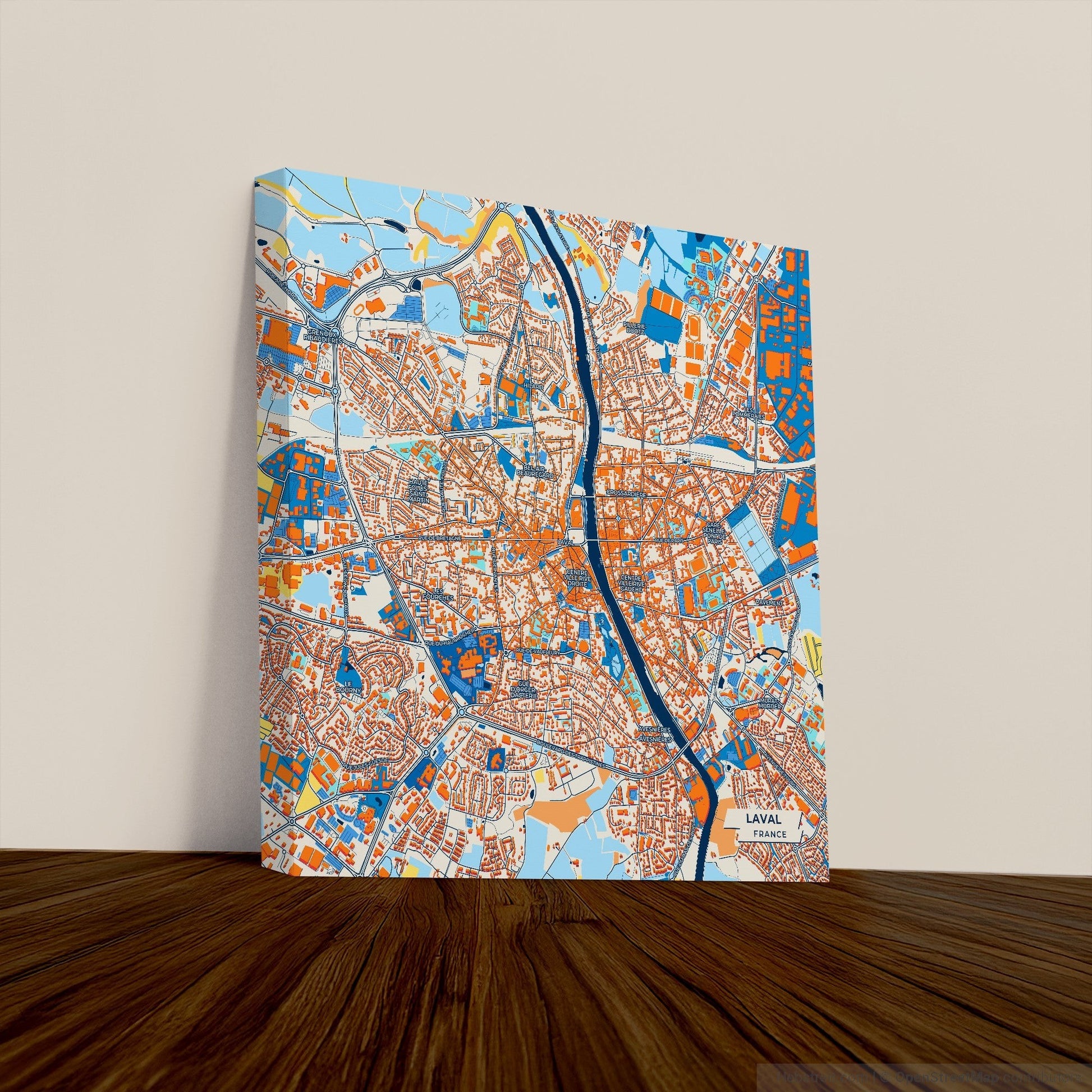 Laval France Colorful City Map Canvas Print