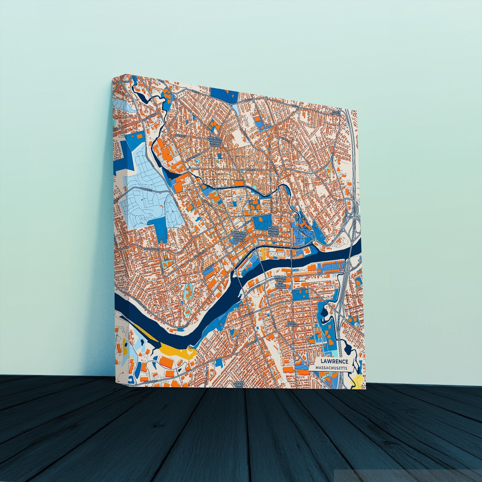 Lawrence Massachusetts Colorful City Map Canvas Print