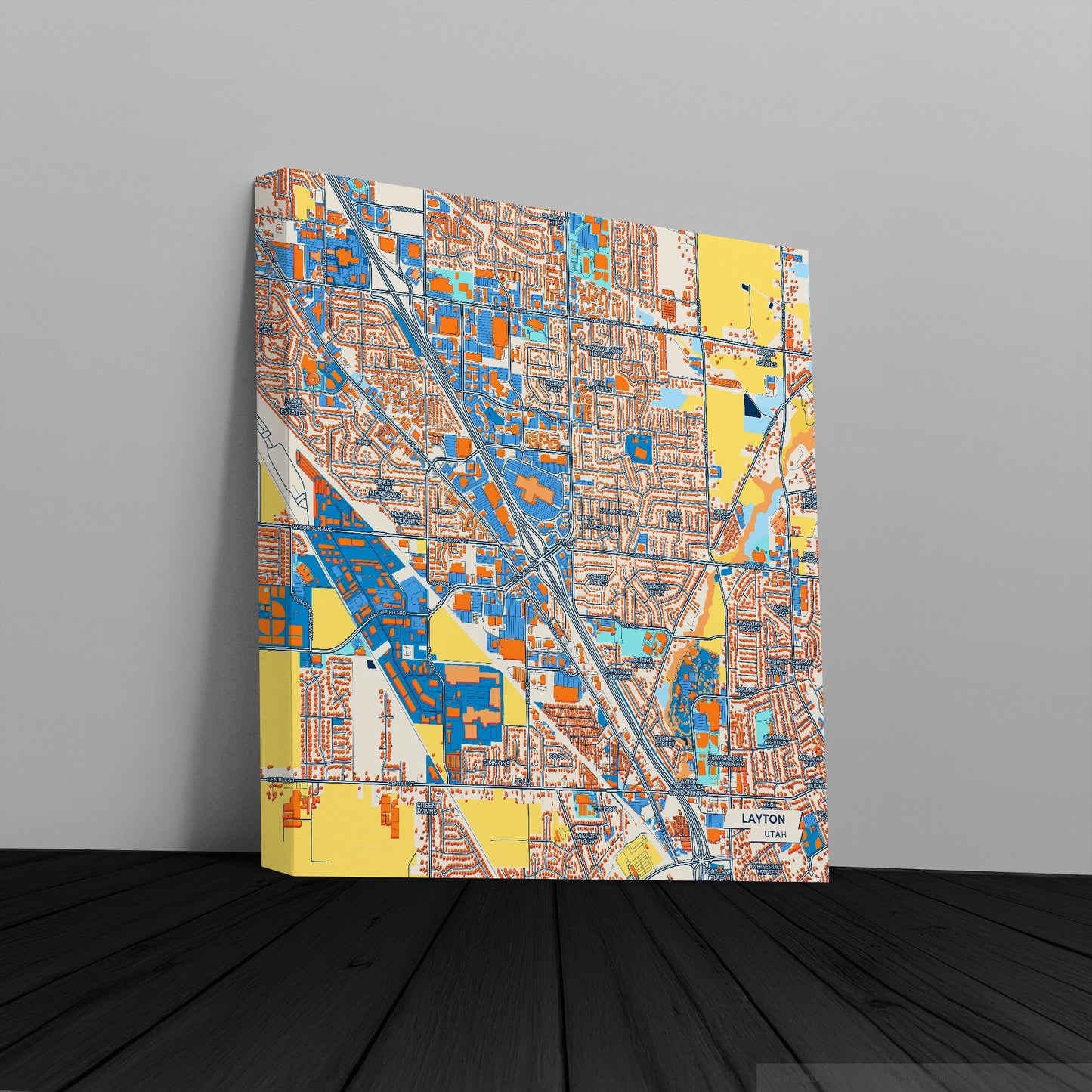 Layton Utah Colorful City Map Canvas Print