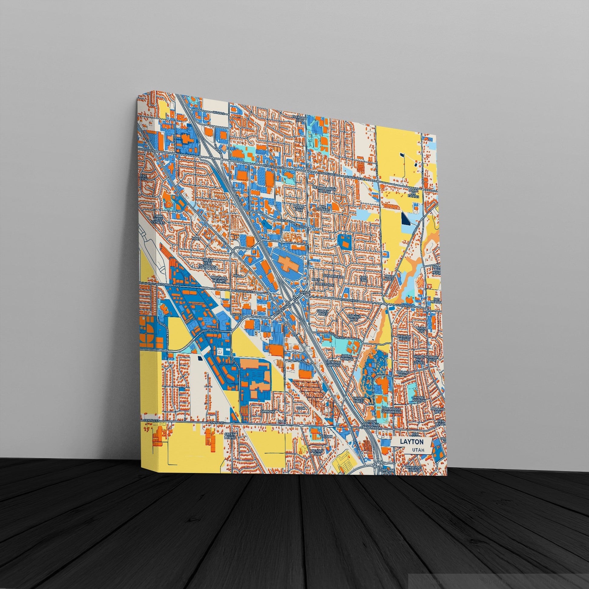Layton Utah Colorful City Map Canvas Print