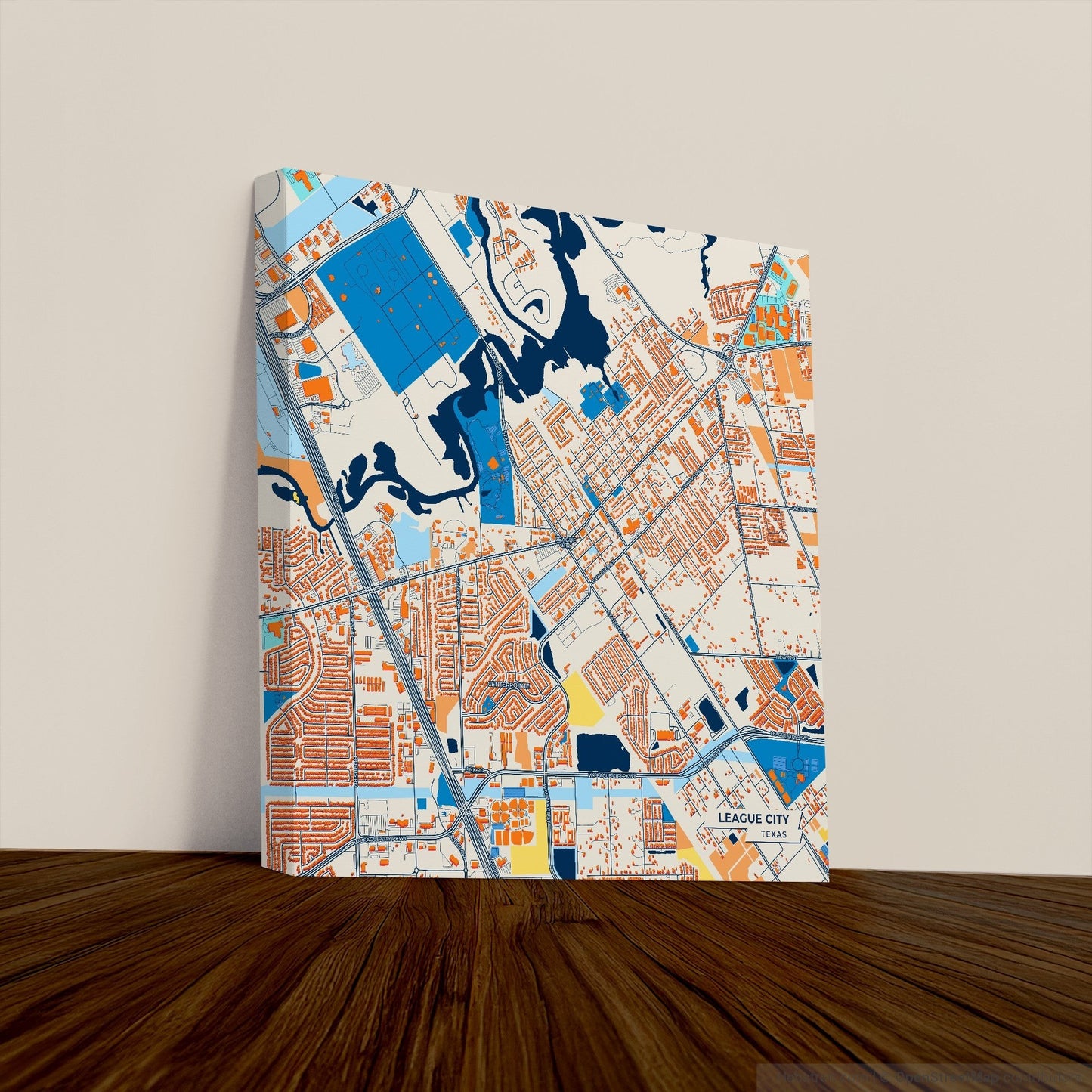 League City Texas Colorful City Map Canvas Print