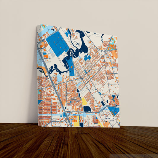 League City Texas Colorful City Map Canvas Print
