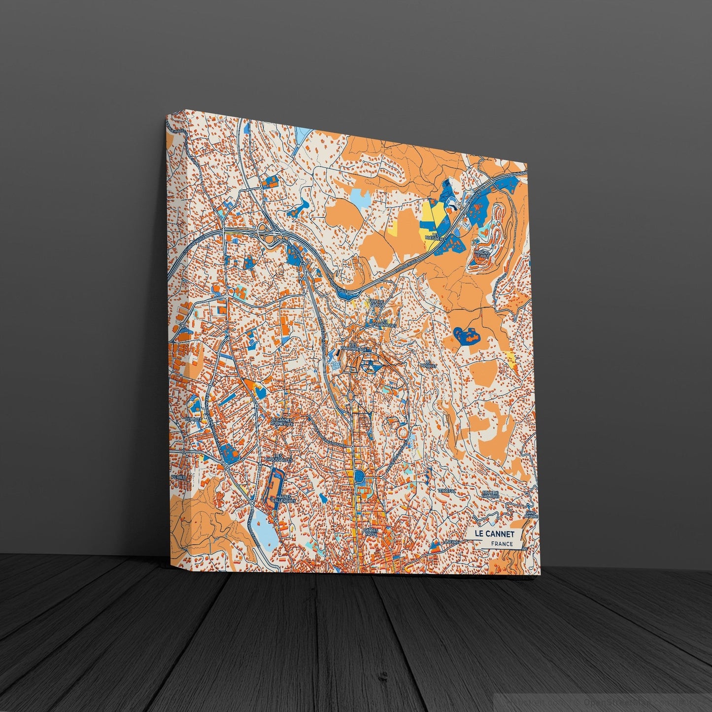 Le Cannet France Colorful City Map Canvas Print